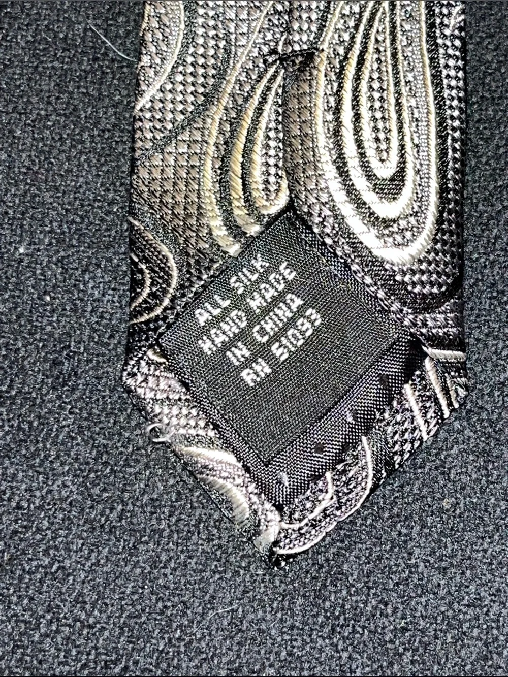 Haggar Black and Silver Paisley Silk Tie